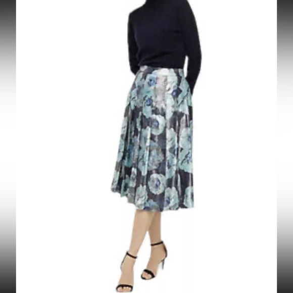J. Crew Dresses & Skirts - Nwt J.crew Pleated Midi Skirt In Metallic-floral Print Jacquard sz 4 #F2